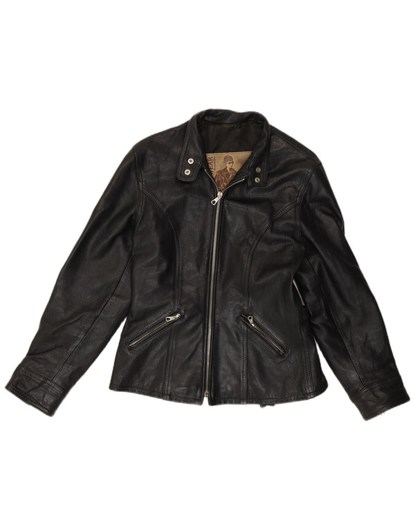 Conbipel Damska kurtka skórzana UK 14 Średnia czarna skóra