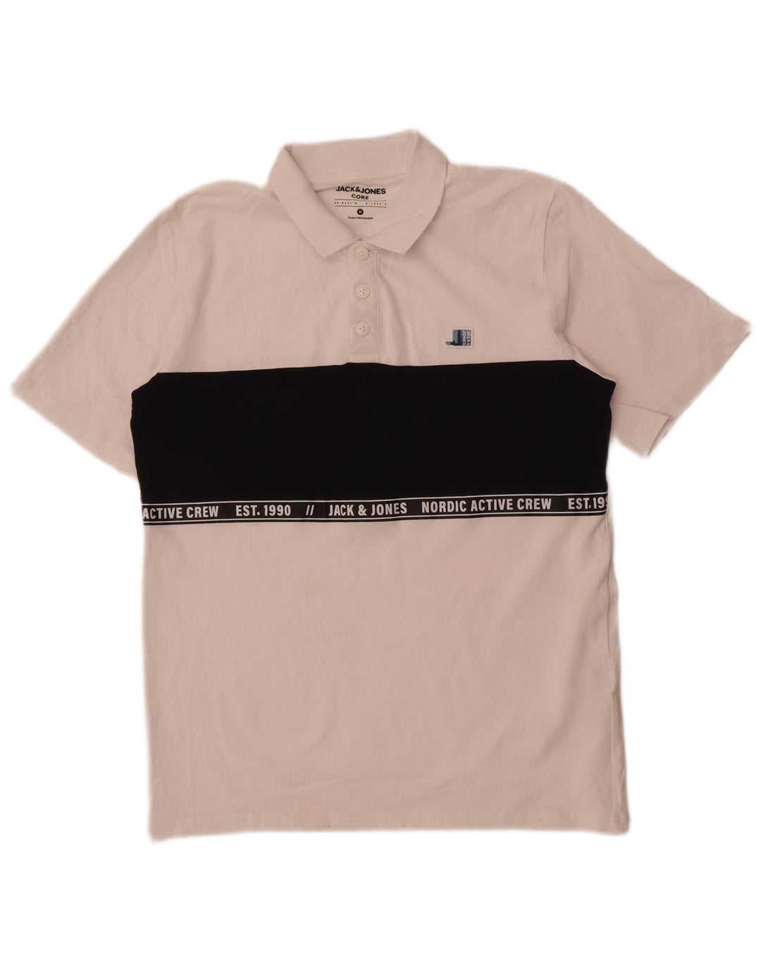Męska koszulka polo Jack & Jones z grafiką, bawełniana w kolorze średniej bieli