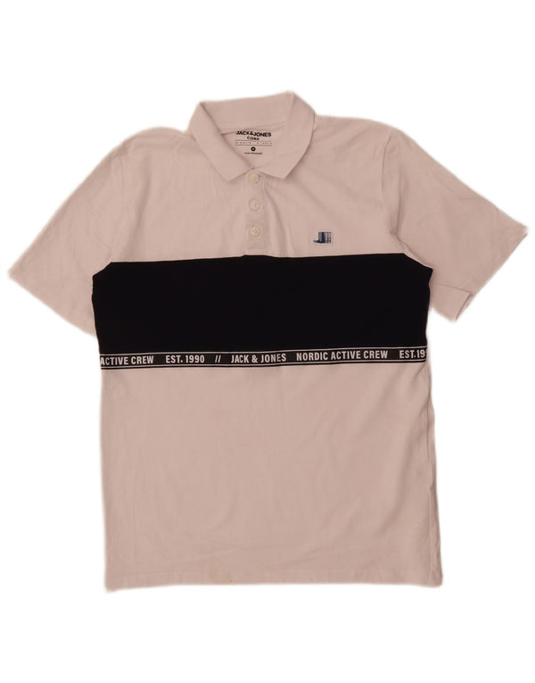 Męska koszulka polo Jack & Jones z grafiką, bawełniana w kolorze średniej bieli