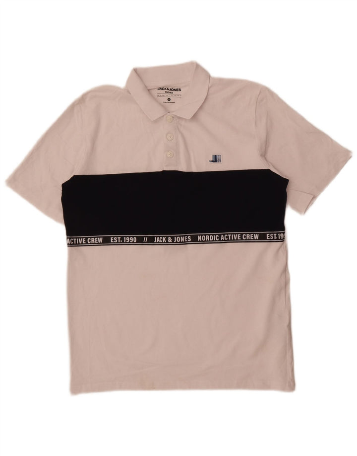 Męska koszulka polo Jack & Jones z grafiką, bawełniana w kolorze średniej bieli