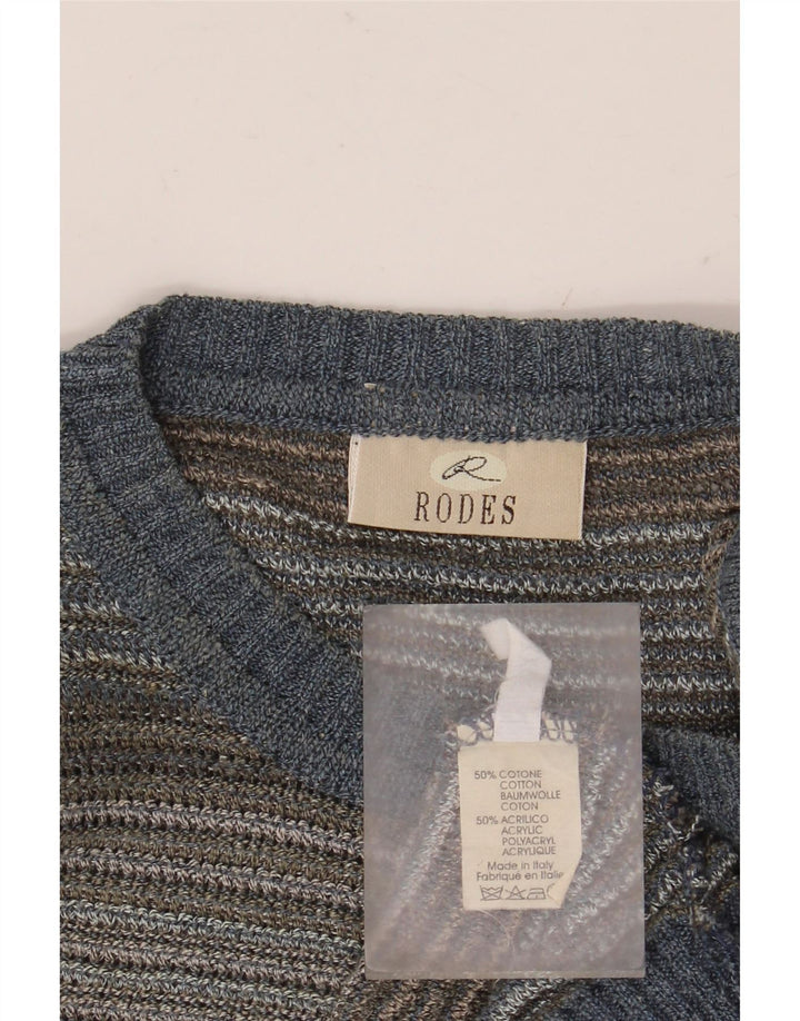 Męski sweter RODES z okrągłym dekoltem 2XL, bawełniany w wielokolorowe paski