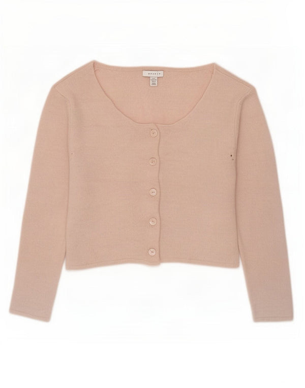 Topshop damski sweter typu Crop Cardigan UK 14 średni różowy akryl