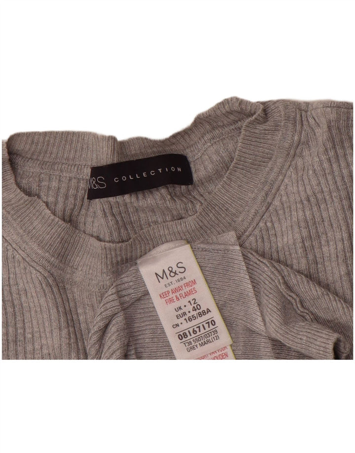 Sweter damski Marks & Spencer z okrągłym dekoltem, UK 12, średnioszara wiskoza