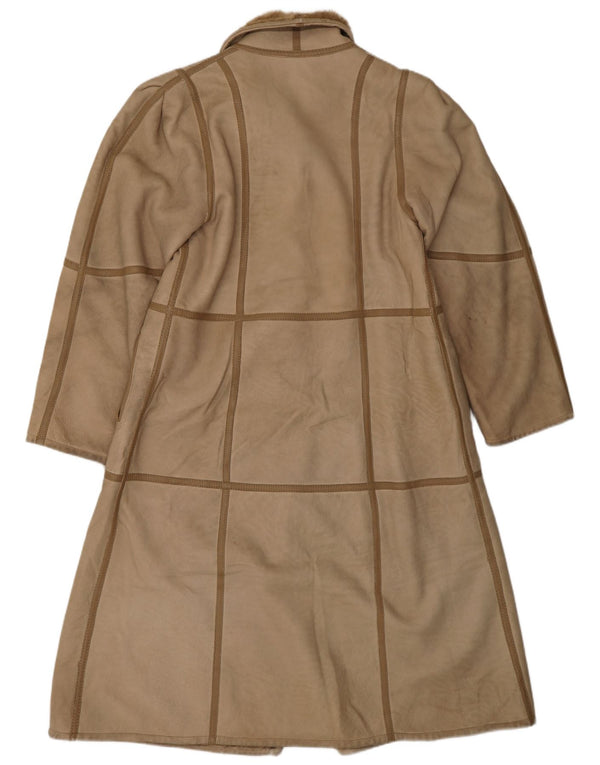 Płaszcz damski VINTAGE Shearling UK 10 Small Beżowy