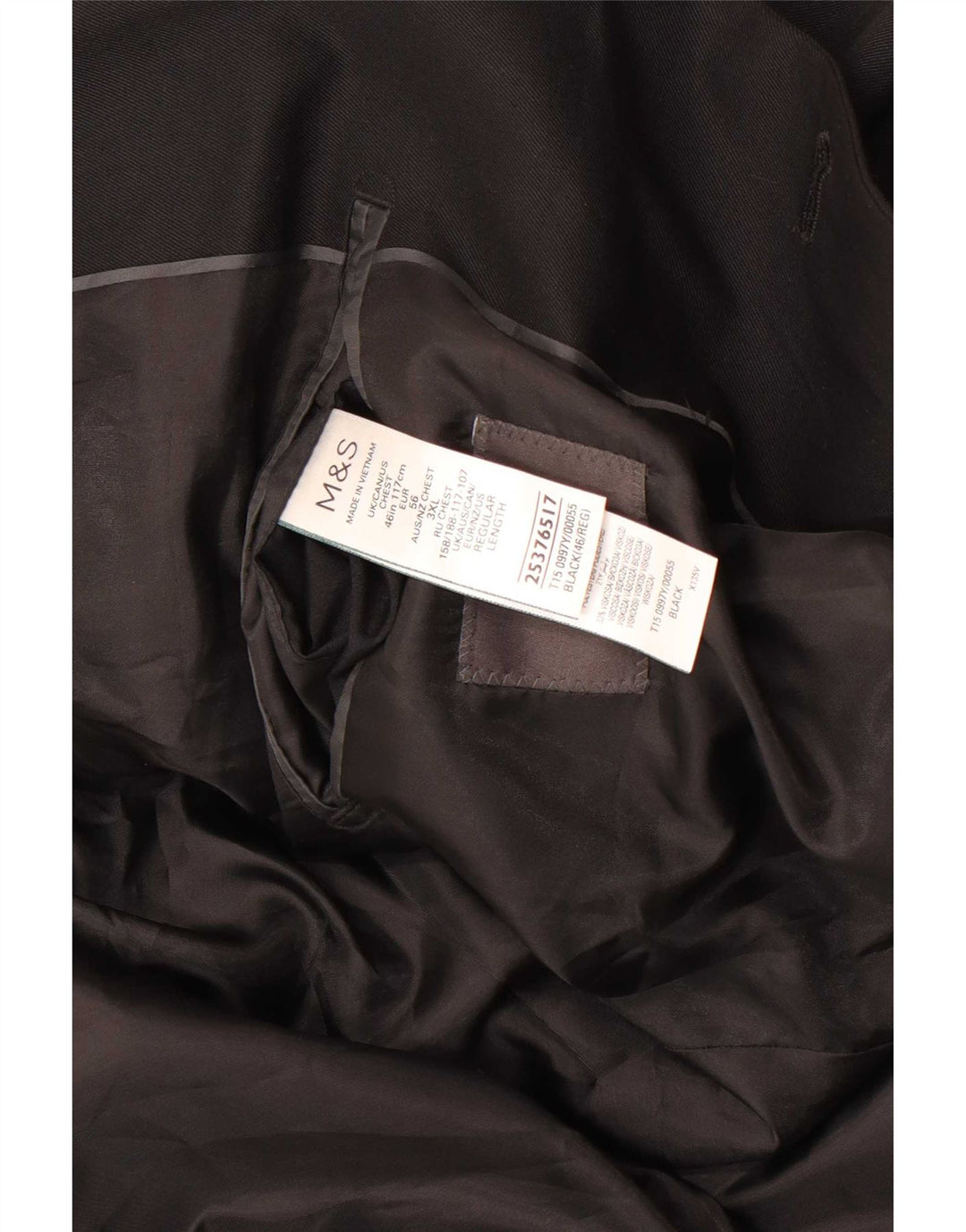 Marks & Spencer Męska marynarka zapinana na 2 guziki, UK 46 XL, czarny poliester