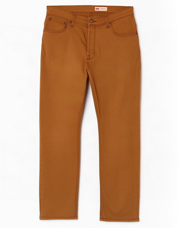 Męskie proste spodnie codzienne Wrangler W33 L30 Brązowa bawełna