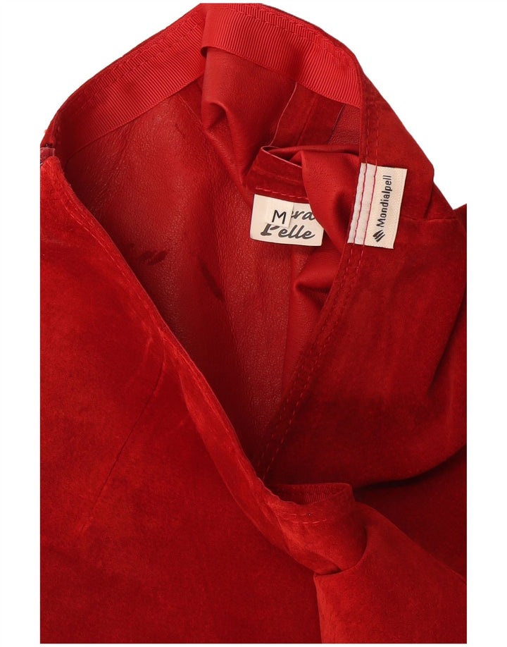 Vintage damska zamszowa minispódnica średnia W28 czerwona skóra