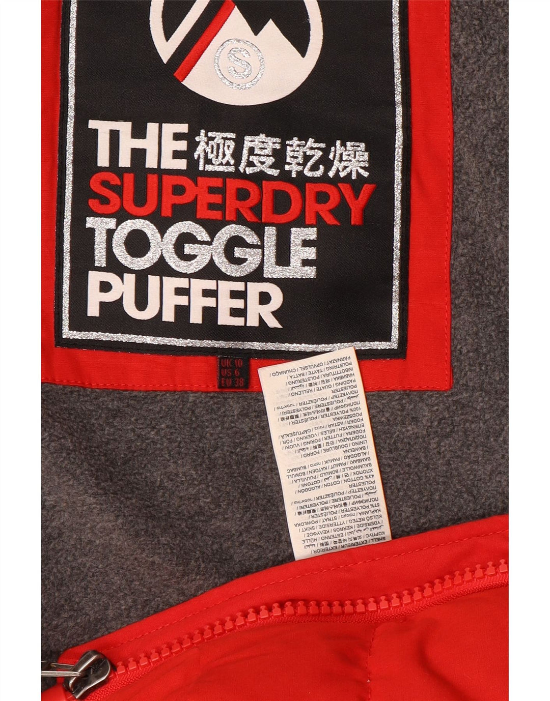 Damska wyściełana kurtka z kapturem Superdry UK 10, mała, czerwona, poliester