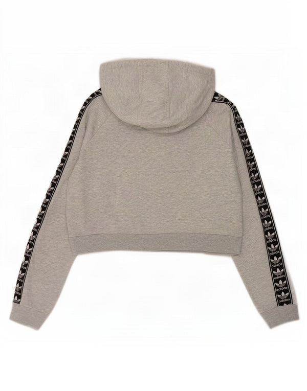 Damska bluza z kapturem Adidas Crop Graphic UK 12 Medium Grey Colorblock