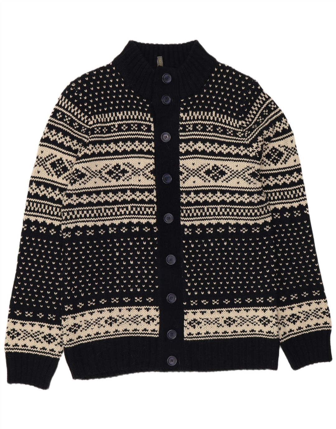 Męski sweter rozpinany VINTAGE 2XL granatowy Fair Isle akryl