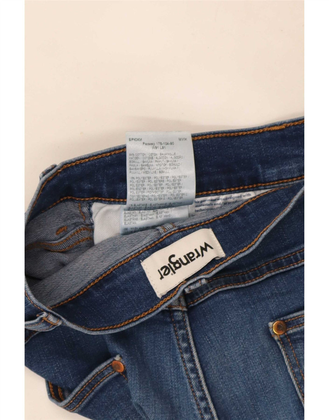 Wrangler Męskie Larston Slim Jeans W36 L32 Niebieskie bawełniane