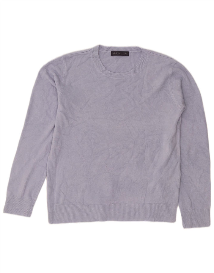 Marks & Spencer Damski sweter z okrągłym dekoltem UK 12 Średni niebieski akryl