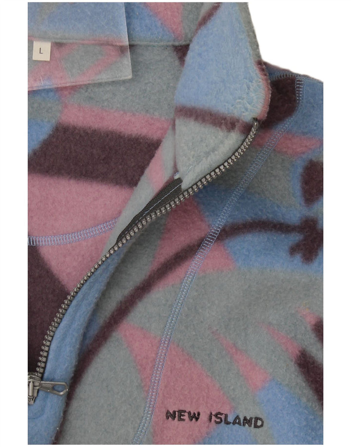 Vintage męski sweter polarowy z zamkiem błyskawicznym, duży, wielokolorowy Fair Isle