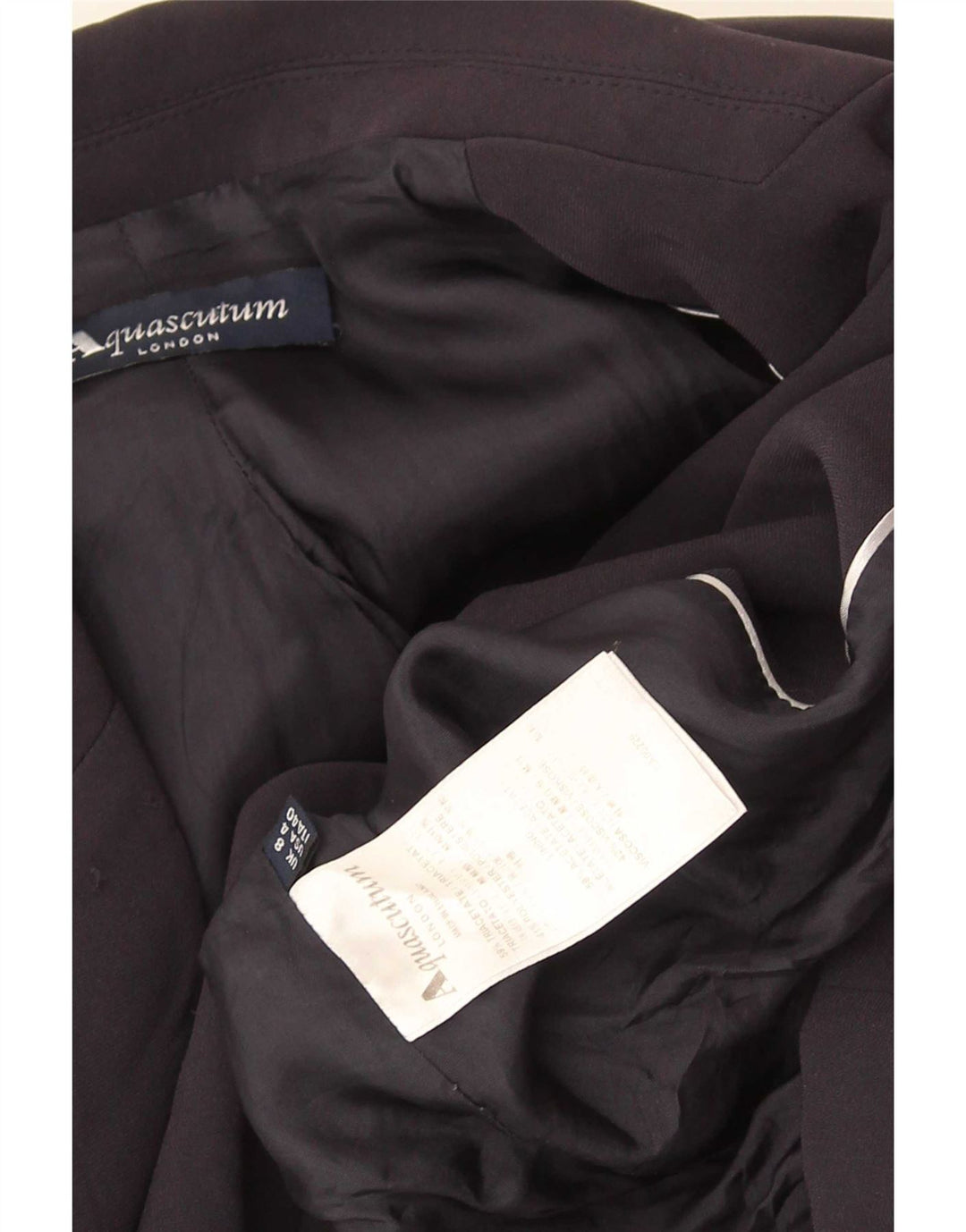 Damska marynarka Aquascutum zapinana na 2 guziki UK 8 Mały granatowy octan