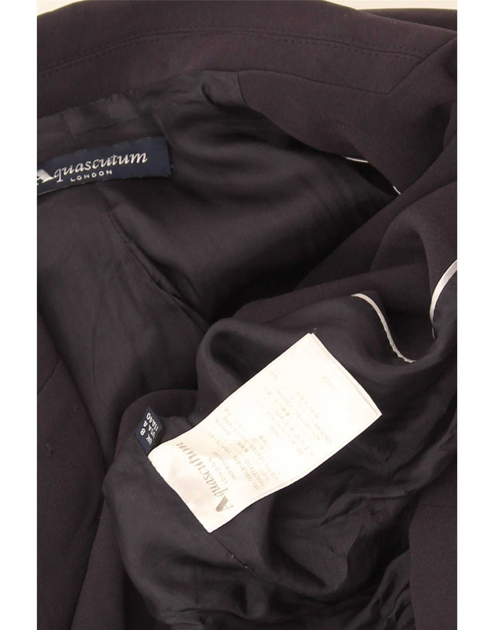 Damska marynarka Aquascutum zapinana na 2 guziki UK 8 Mały granatowy octan