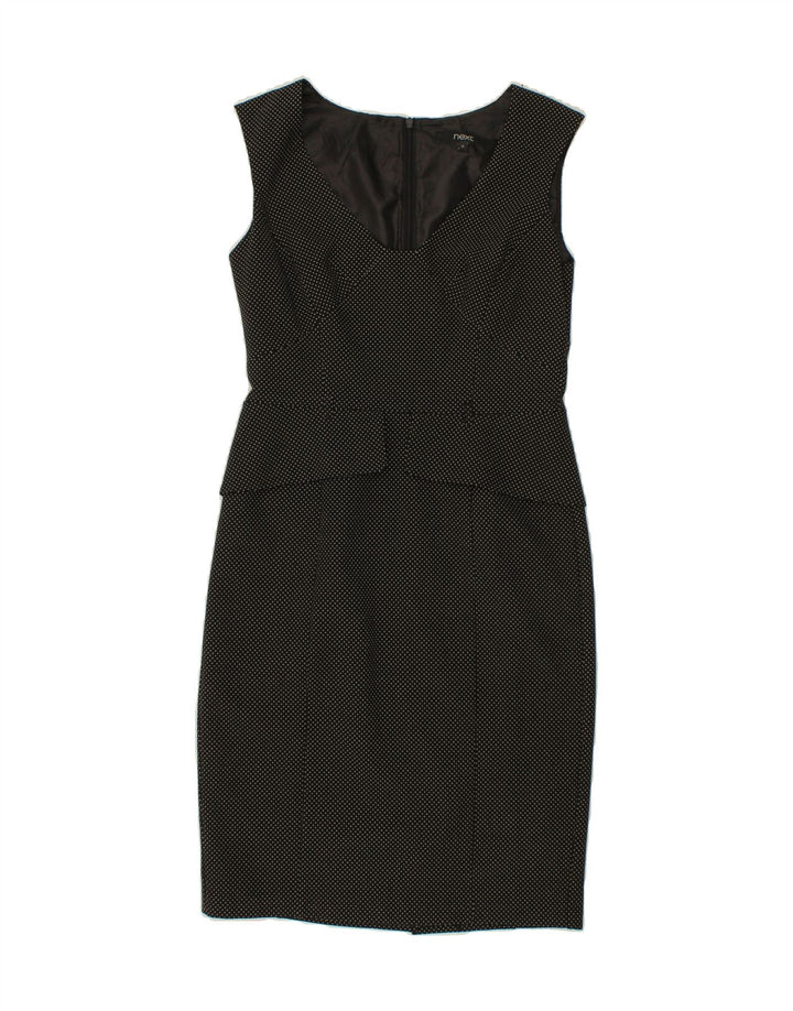 NEXT Womens Sleeveless Sheath Dress UK 10 Small Black Polka Dot Polyester Vintage Next and Second-Hand Next from Messina Hembry 