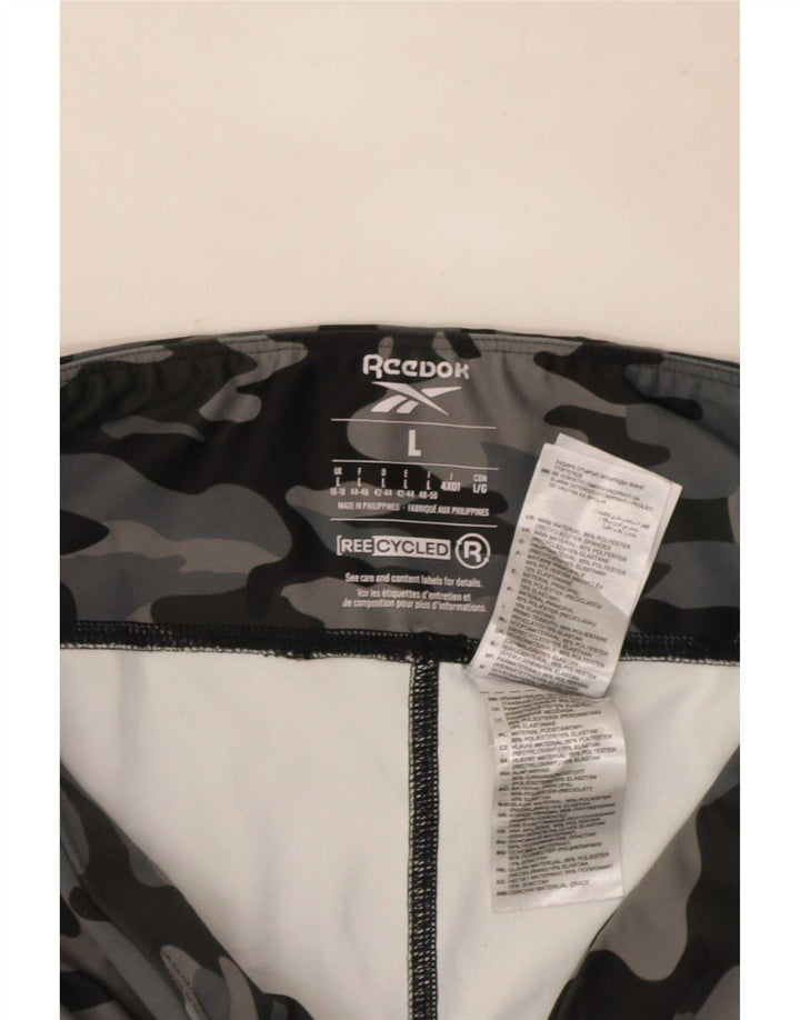 Legginsy damskie Reebok UK 16/18, duży, szary, kamuflażowy poliester