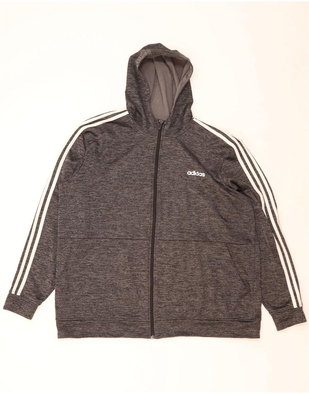 Męski sweter ADIDAS Climalite z kapturem i zamkiem błyskawicznym 2XL, szary, nakrapiany poliester