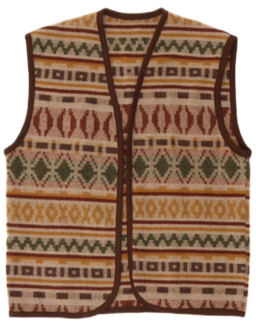 Vintage męska kamizelka duża brązowa geometryczna