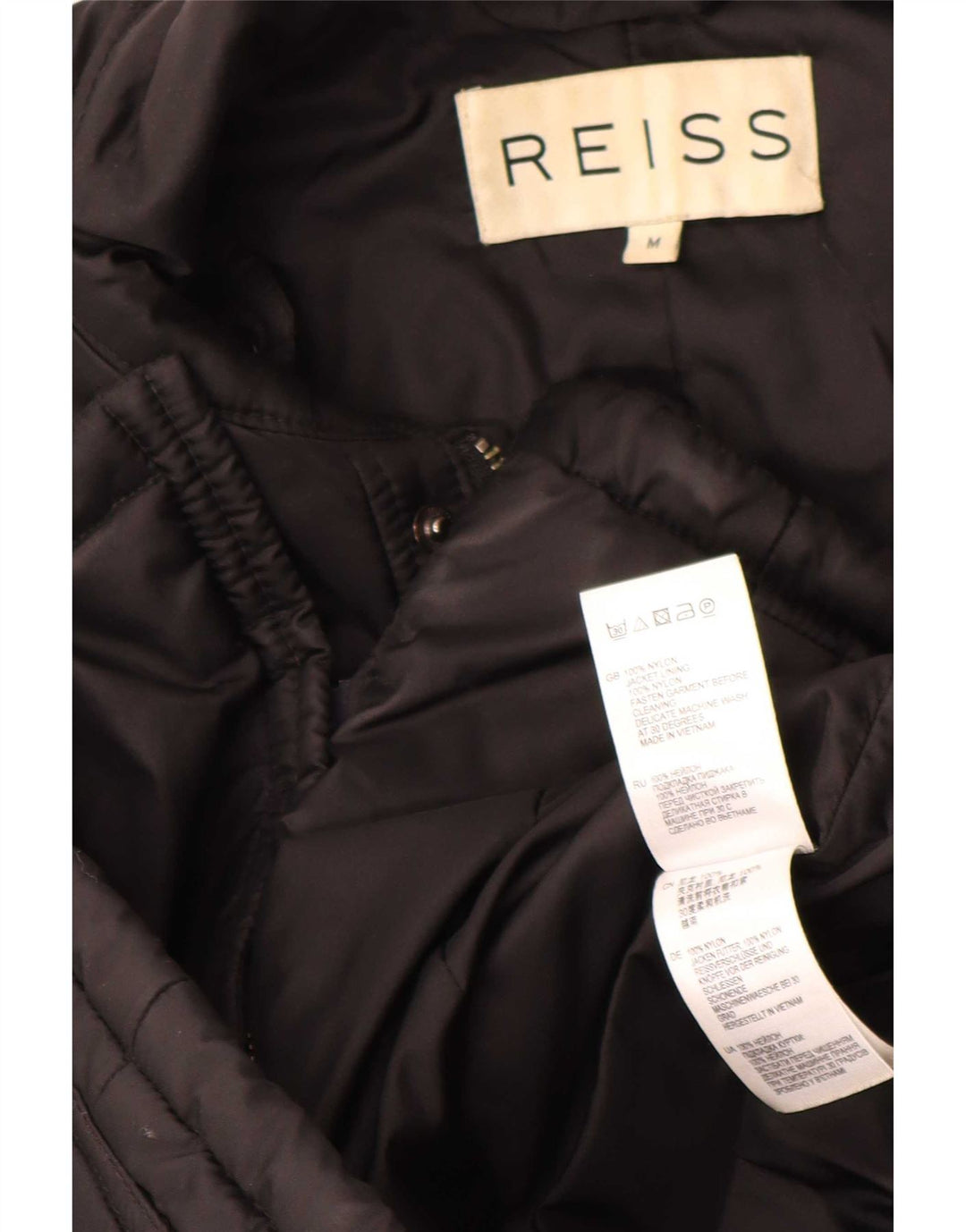 Męska pikowana kurtka Reiss UK 38, średni czarny nylon
