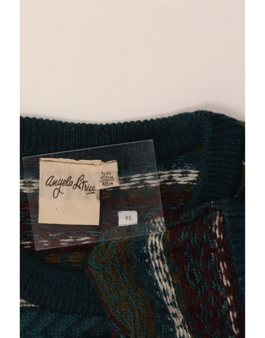 ANGELO LITRICO Męski sweter z okrągłym dekoltem, duży, wielokolorowy Fair Isle