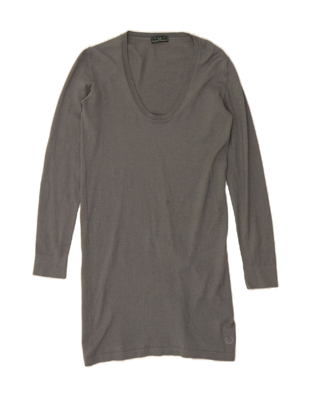 FRED PERRY Womens Long Sleeve Jumper Dress UK 10 Small Grey Wool Vintage Fred Perry and Second-Hand Fred Perry from Messina Hembry 