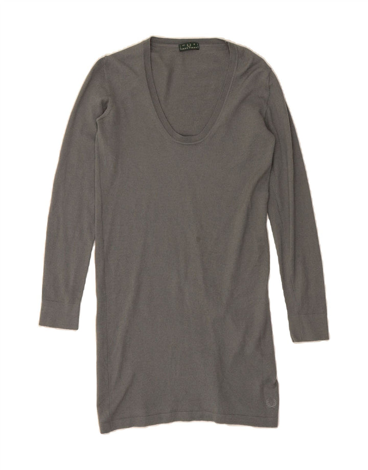 FRED PERRY Womens Long Sleeve Jumper Dress UK 10 Small Grey Wool Vintage Fred Perry and Second-Hand Fred Perry from Messina Hembry 