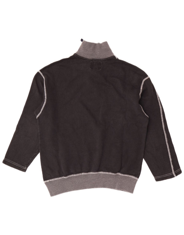 Damska bluza z zamkiem w stylu vintage, UK 16, duża, czarna, z blokami kolorów