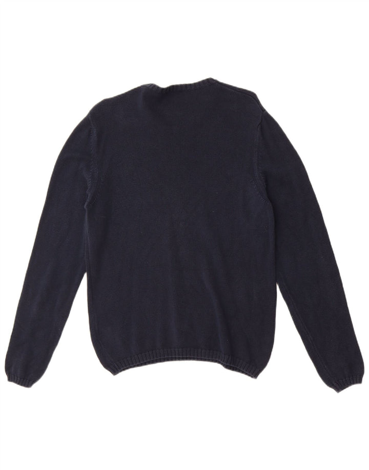 Męski sweter Fred Perry z okrągłym dekoltem, duży, granatowy, bawełniany