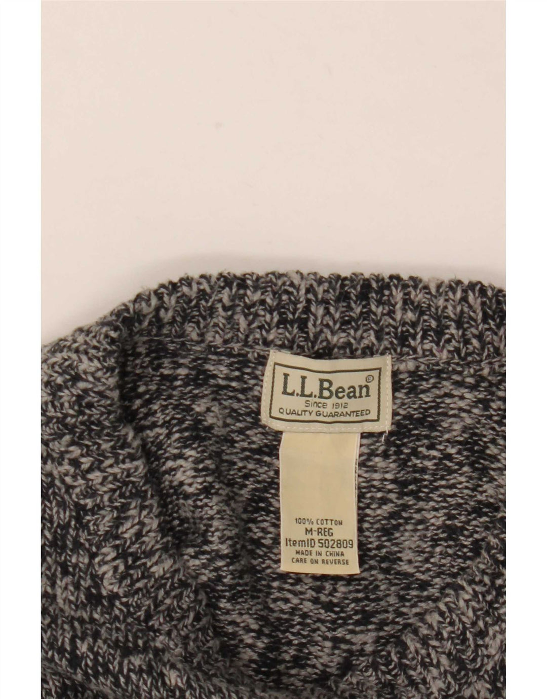 Męski sweter z okrągłym dekoltem L.L.Bean Średnioszary, bawełniany nakrapiany