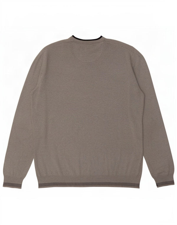 Męski sweter Hugo Boss z dekoltem w kształcie litery V, 2XL, szary, akrylowy w prążki