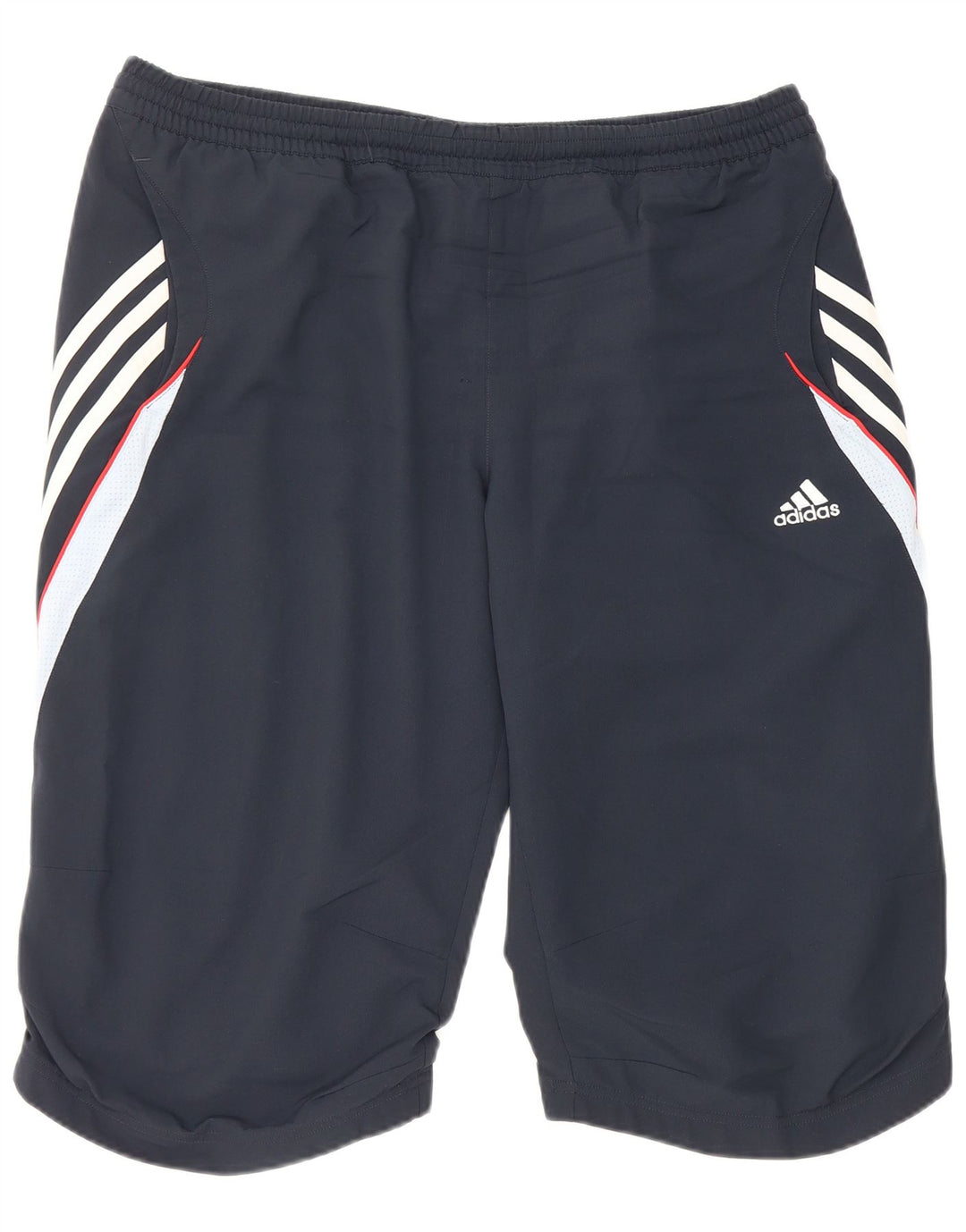Męskie spodenki sportowe Adidas Climalite, duże, granatowe, z blokami kolorów, poliestrowe