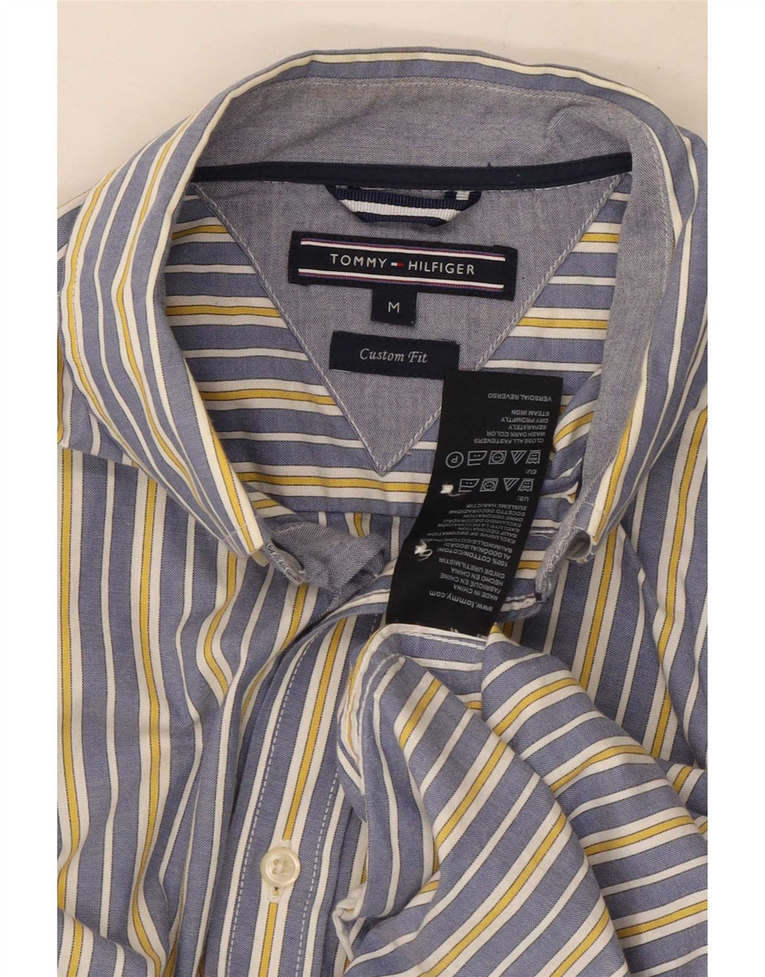 Męska koszula o dopasowanym kroju Tommy Hilfiger, bawełniana w średnie niebieskie paski