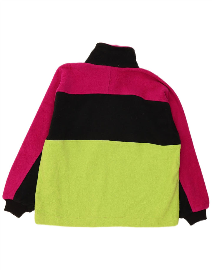 Męski sweter polarowy w stylu vintage z zamkiem błyskawicznym, poliester w kolorze średniej zieleni