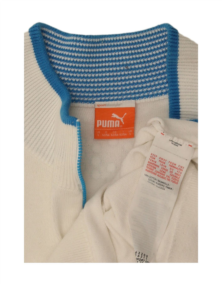 Męski sweter Puma z zamkiem błyskawicznym i dużymi białymi paskami, bawełniany