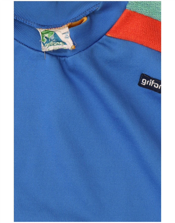 Bluza męska w stylu vintage, duża, niebieska, z blokami kolorów