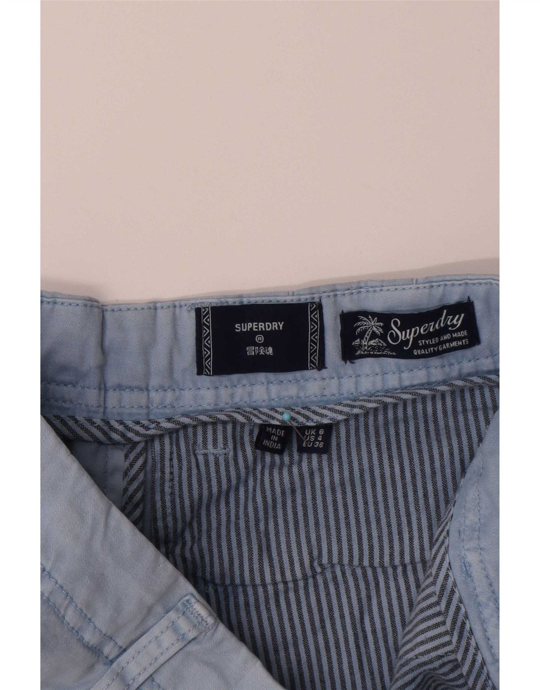 Damskie spodnie Superdry UK 8 Small W28, niebieska bawełna