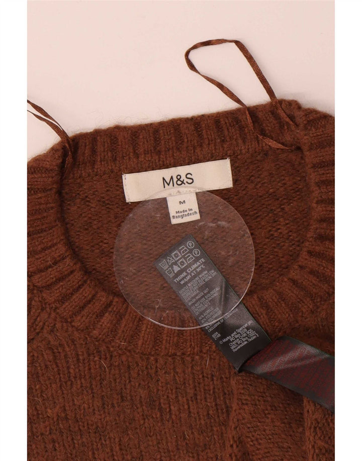 Marks & Spencer Damski sweter z okrągłym dekoltem, UK 14, średni brąz