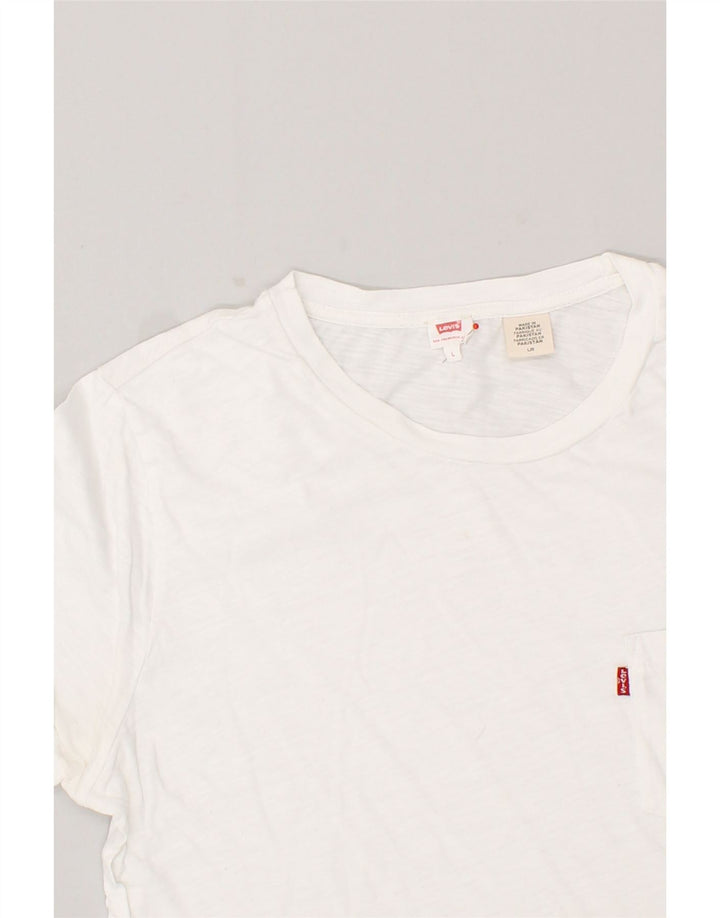 LEVI'S Womens T-Shirt Top UK 16 Large White Cotton | Vintage Levi's | Thrift | Second-Hand Levi's | Used Clothing | Messina Hembry 