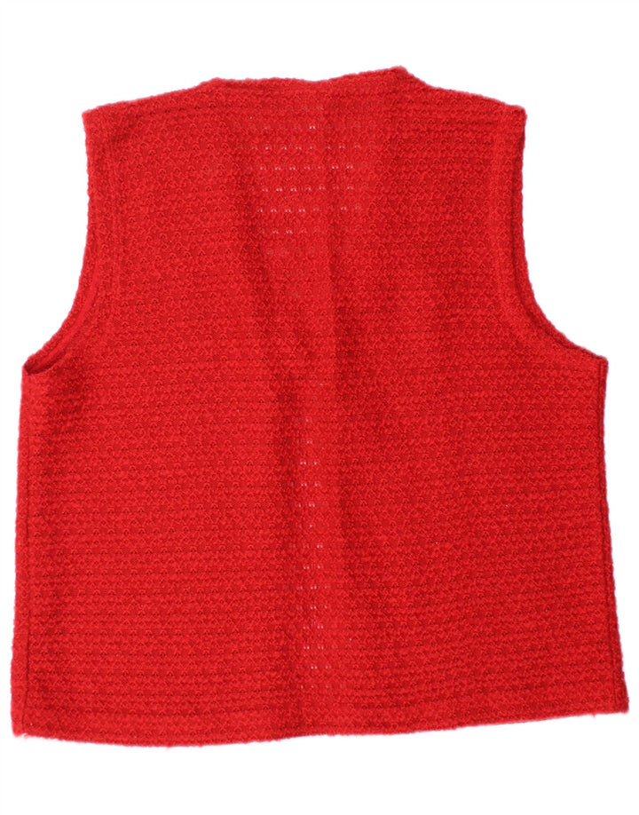 C & A Womens Sleeveless Cardigan Sweater EU 42 Large Red Acrylic