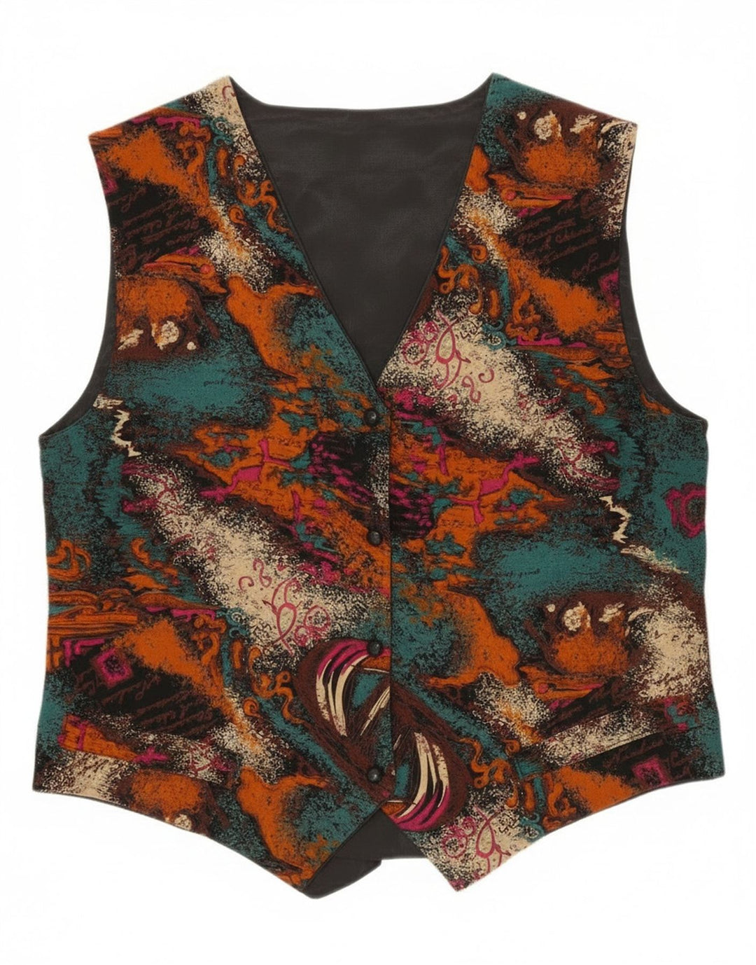 Kamizelka damska w stylu vintage w abstrakcyjny wzór UK 14 Średnia wielobarwna