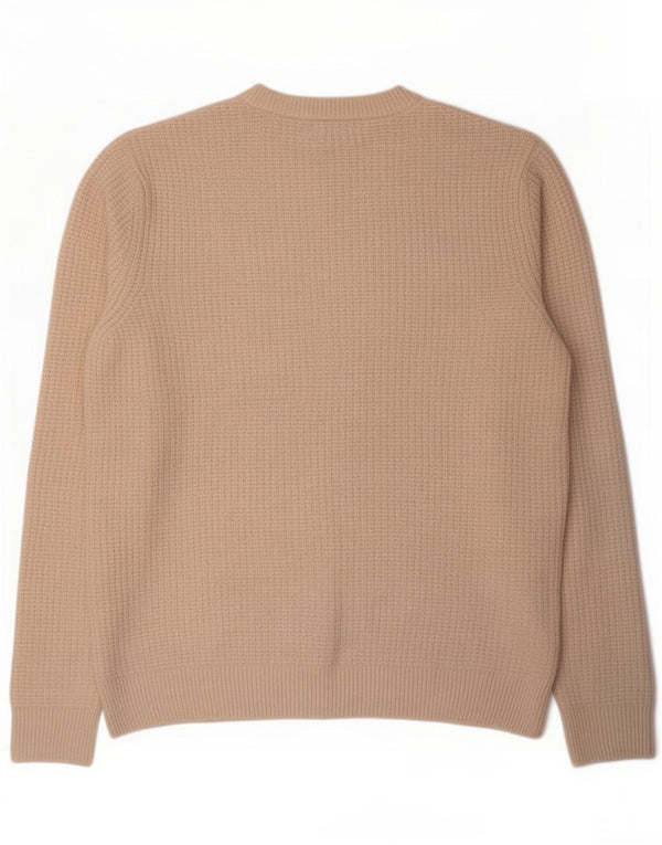 Marks & Spencer Męski sweter z okrągłym dekoltem, duży, beżowy, wełniany