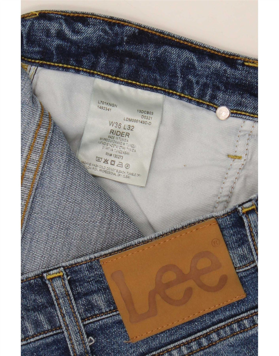 Męskie jeansy Lee Rider Slim W36 L32 Niebieskie bawełniane