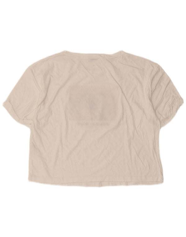 Damski T-shirt z krótkim rękawem Zara, UK 16, duży, biały, bawełniany