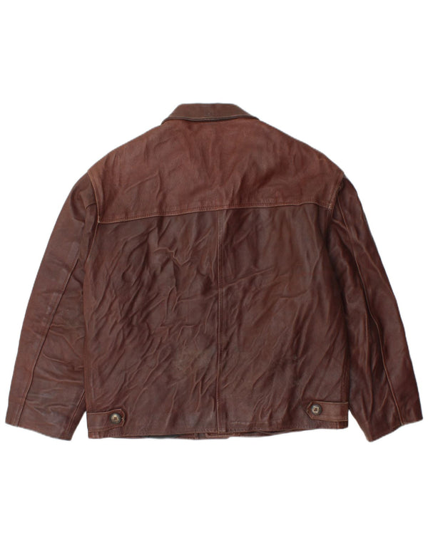 Męska kurtka skórzana VINTAGE UK 38 Średniobrązowa skóra