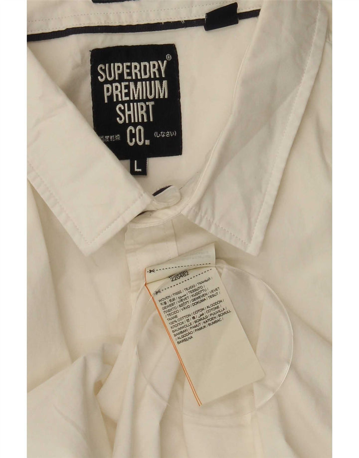 Męska koszula z krótkim rękawem Superdry, duża, biała, bawełniana