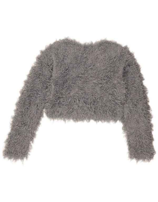 Zara Womens Crop Boat Neck Jumper Sweater UK 10 Small Grey Polyester