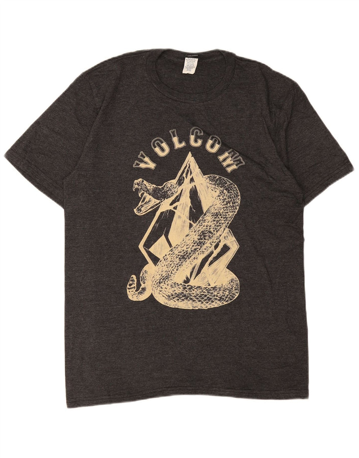 Męska koszulka z grafiką Volcom, średnia szara bawełna