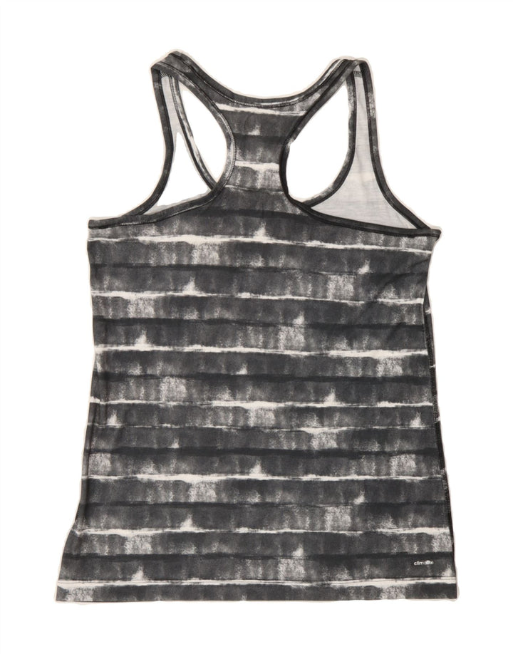 ADIDAS Womens Vest Top UK 8/10 Small Grey Striped Polyester Vintage Adidas and Second-Hand Adidas from Messina Hembry 