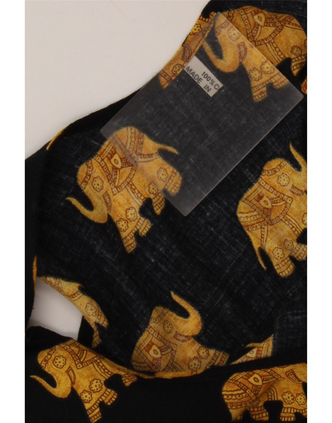 Damska sukienka letnia bez rękawów w stylu VINTAGE UK 12, średnia czarna bawełna z nadrukiem zwierzęcym